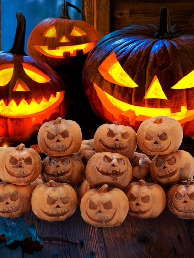 20-Pack Mini Resin Pumpkins for Halloween Decor