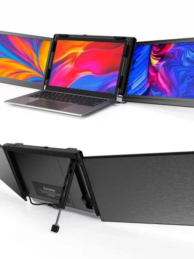 TRIO 3 PRO 14.1" Triple Portable Monitor For Laptop 1200P FHD IPS Screen Extender Type-C USB For PC Switch Mac Up to 17.3 Laptop
