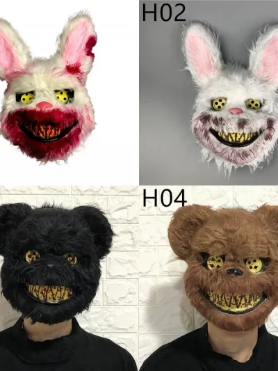 Halloween Cosplay Face Mask Fancy Party Stage Make-up Scary Bear Rabbit Cartoon Head Cover Carnival Costume Prop Masquerade Mask