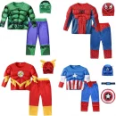 Superhero Hulk Captain America Cosplay Costume Boy Girl Clothes Spiderman Muscle Suit Halloween Carnival Birthday Party
