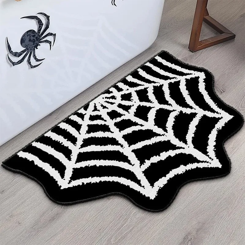 Halloween Pumpkin Plush Rugs Imitation cashmere Soft Orange Home Carpet Autumn Decoration The Ghost Spider web Skull Mat - Image 2
