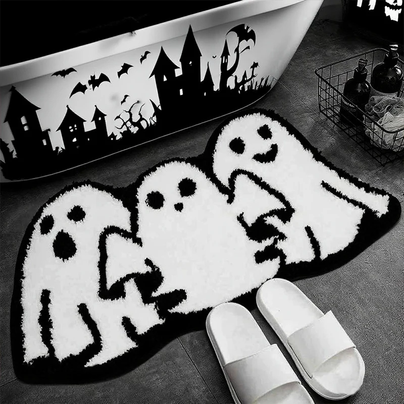 Halloween Pumpkin Plush Rugs Imitation cashmere Soft Orange Home Carpet Autumn Decoration The Ghost Spider web Skull Mat - Image 3