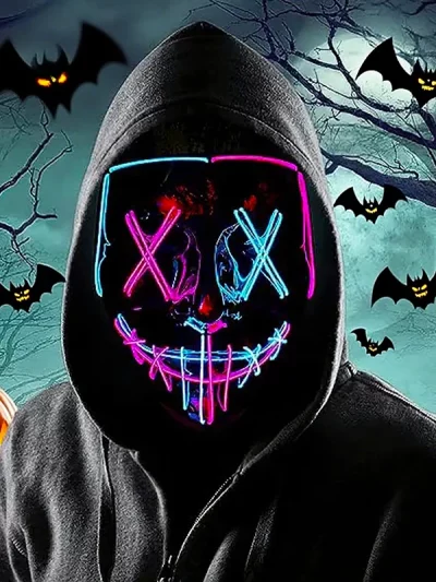 LED Light Halloween The Purge Masks Halloween Christmas Party Horror Movie Scary Decoration Glowing Masque Masks Festval Gifts