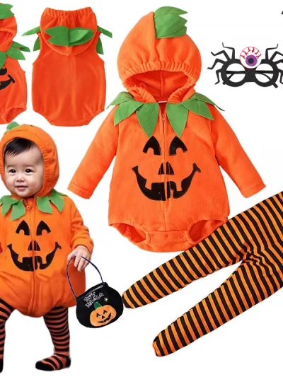 3-24M pumpkin Cosplay Baby Girls Boys Halloween Costume Sets Long Sleeve Cosplay jumpsuit for boys Carnival Party Clothes