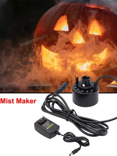 Halloween Party Mist Maker Ultrasonic Water Pond Fountain Fogger With 12 LED Light Flashes For Fish Tank Vase Birdbath Decor