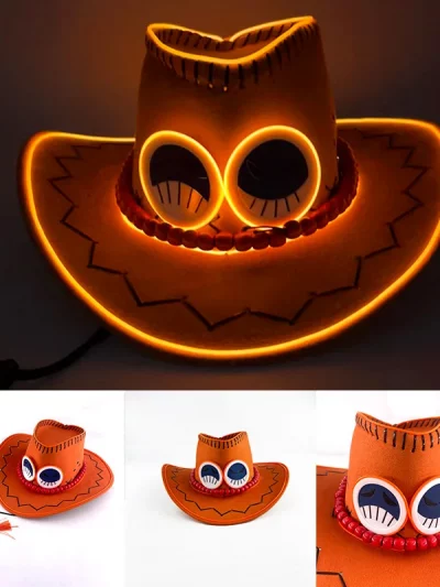 Firefist Ace colorful pirate hat yellow Portgas D Ace costume hat anime cos cowboy hat for Halloween cosplay hat props