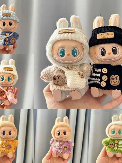 Labubu Sitting Party Series I & IICollection: Bunny Sweater Outfit for Mini Plush Dolls- Cute Collectible Clothing Accessory