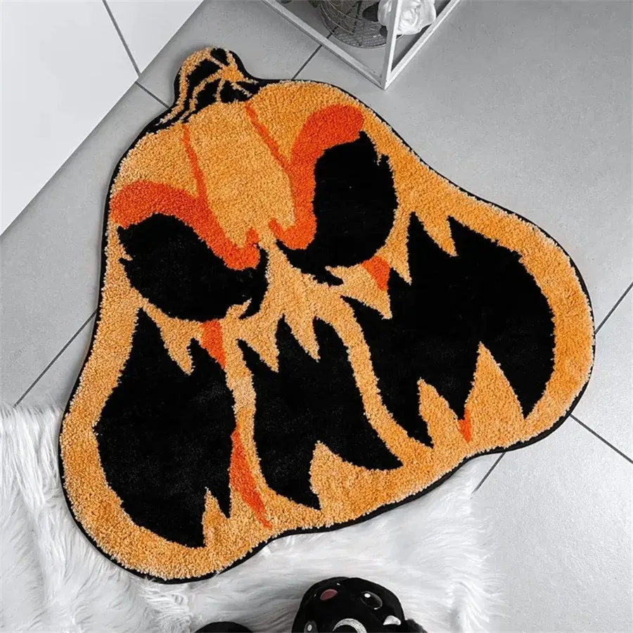 Halloween Pumpkin Plush Rugs Imitation cashmere Soft Orange Home Carpet Autumn Decoration The Ghost Spider web Skull Mat - Image 6