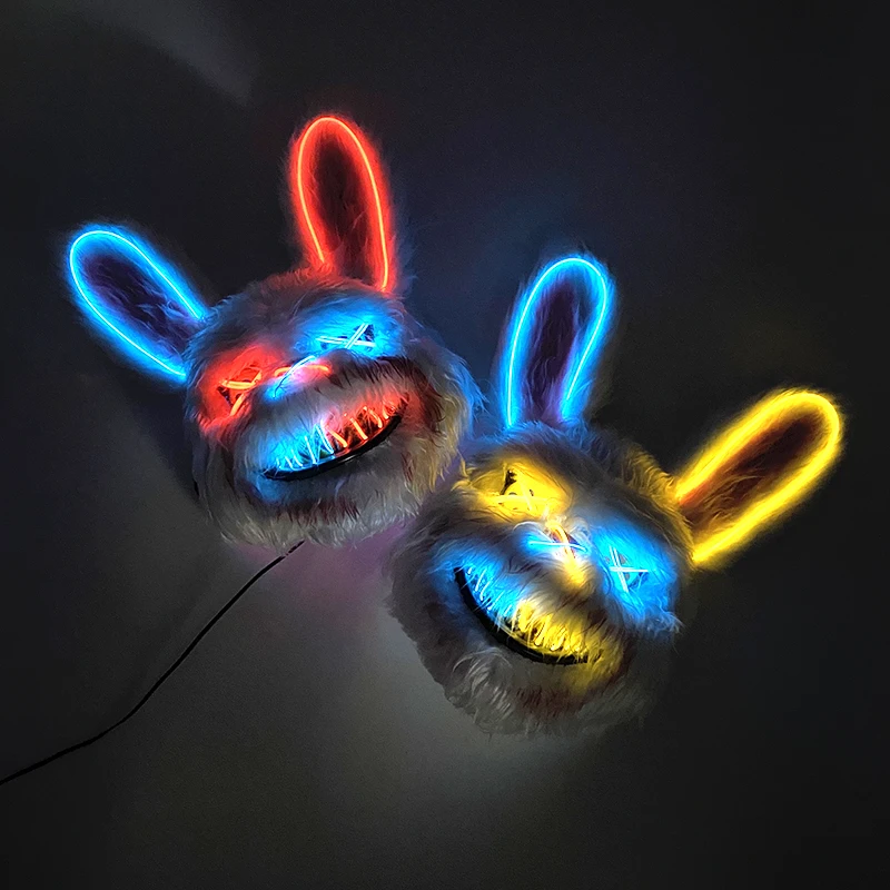 Halloween Light Up Horror Mask Glowing Bloody Bear Killer Mask Flashing Neon Scary Bear Mask for cosplay killer mask Decoration - Image 6