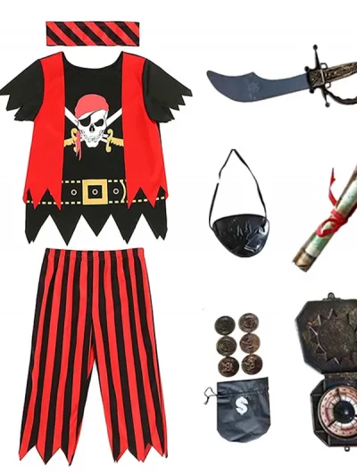 Boys Pirate Costume Captain Jack Pirate Toy Costume Set Halloween Party Kids Adventure Costume Vintage Pirate Accessories