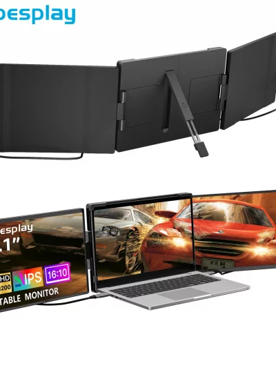 Dopesplay 14.1inch Portable Monitors 1200P FHD IPS Single Dual Second Screen Extender Display For Phone PC Mac 13.3-17" Laptops