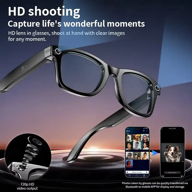 Google 2025 AI Smart Sunglasses: 8MP Camera, Video Recording, Multilingual Translation, Bluetooth Calls & Music - Image 2