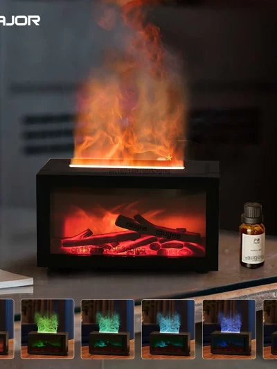 Colorful Flame Mini Aroma Diffuser: Ultrasonic Essential Oil Humidifier