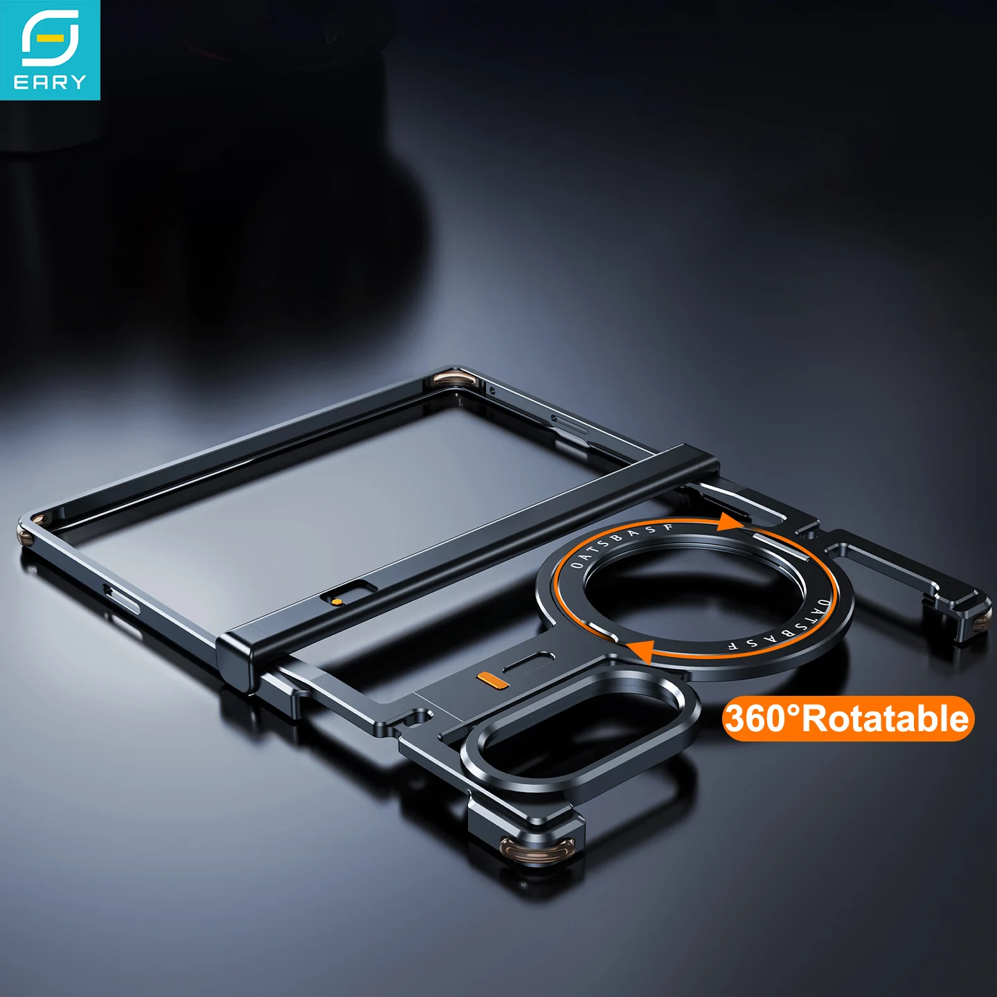 Eary Frameless Metal Case for Samsung Galaxy Z Fold 8 with 360° Rotate Magnetic Stand Minimalist Aluminum Phone Full Cover Shell