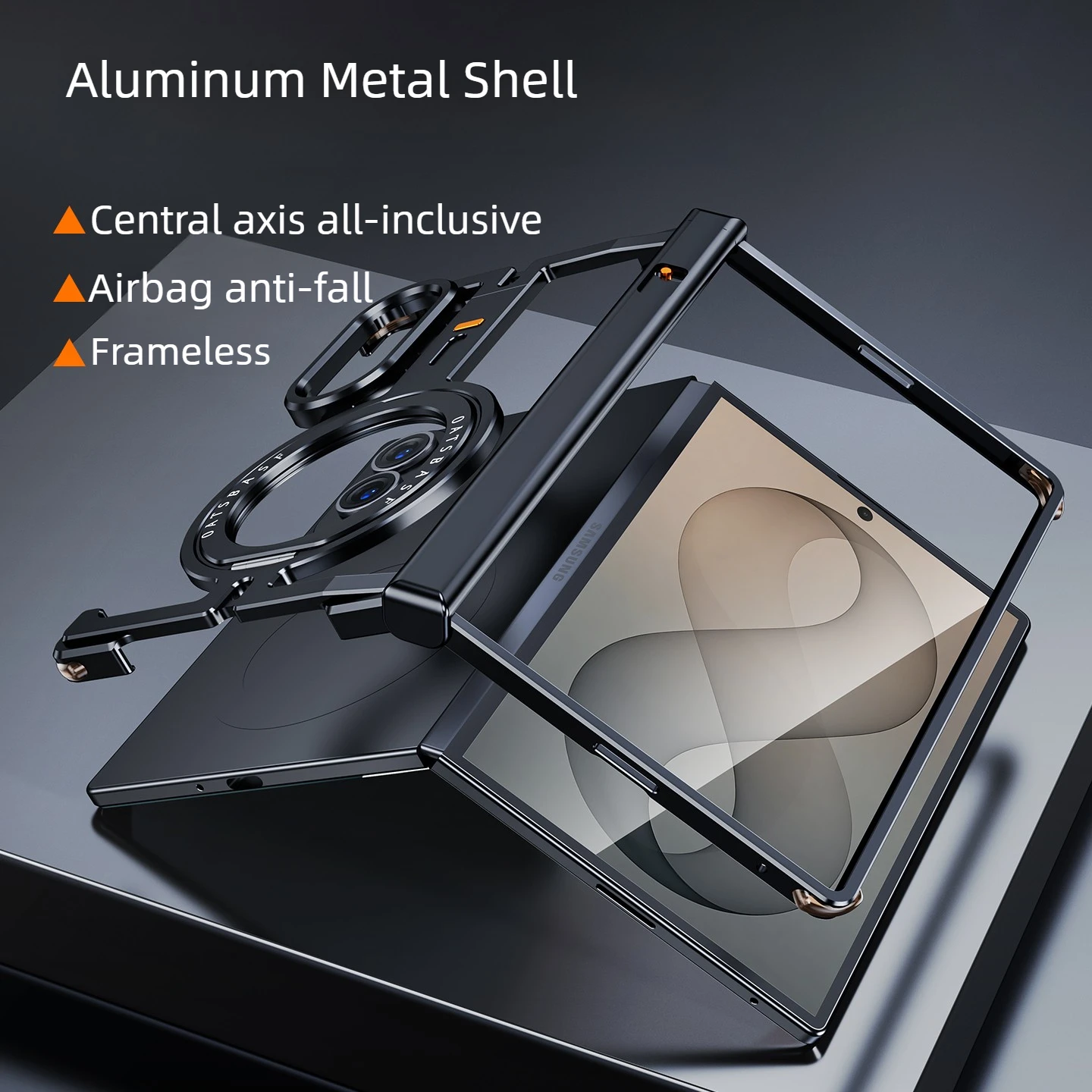 Eary Frameless Metal Case for Samsung Galaxy Z Fold 8 with 360° Rotate Magnetic Stand Minimalist Aluminum Phone Full Cover Shell - Image 2